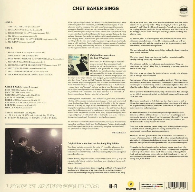 Chet Baker Sings (Mono) (Yellow Vinyl)