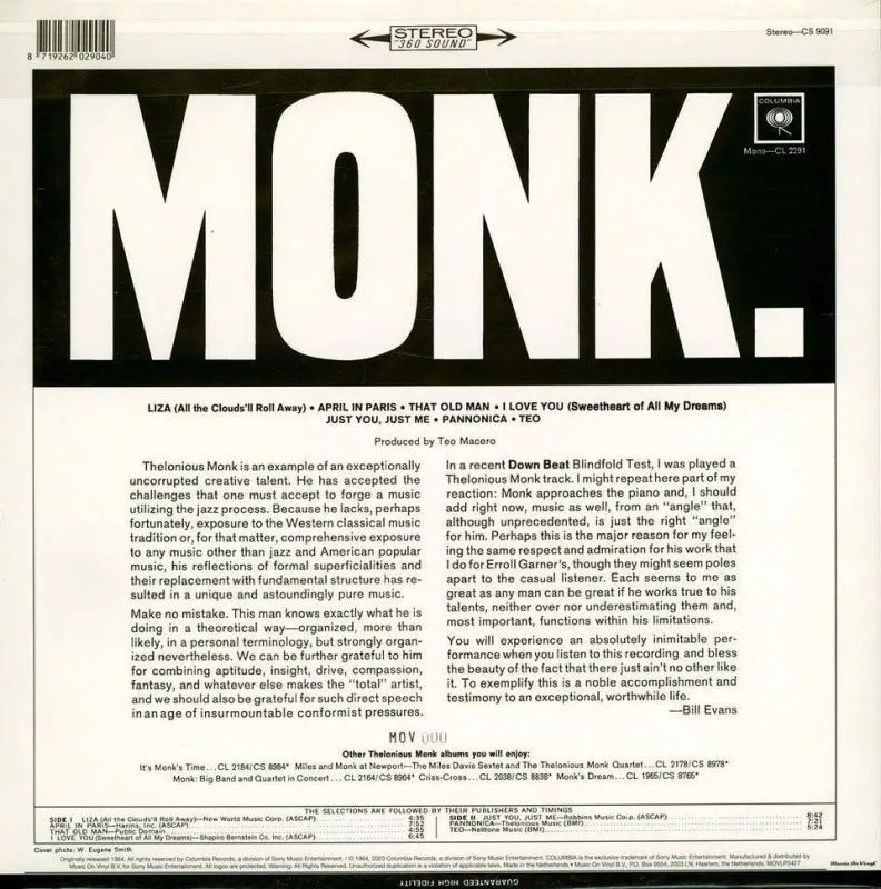 Monk. (60th Anniversary Silver & Black Marbled Vinyl)