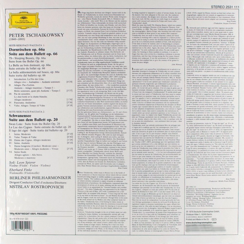Berliner Philharmoniker, Mstislav Rostropovich – Tchaikowsky: Ballett-Suiten 2 - Sleeping Beauty / Swan Lake
