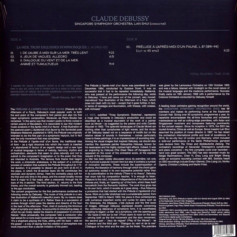 Singapore Symphony Orchestra, Lan Shui – Debussy: La Mer, Prelude A L’apres-midi D’un Faune (LP)