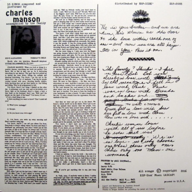 Charles Manson – Lie: The Love and Terror Cult (Red Translucent Vinyl) (LP)