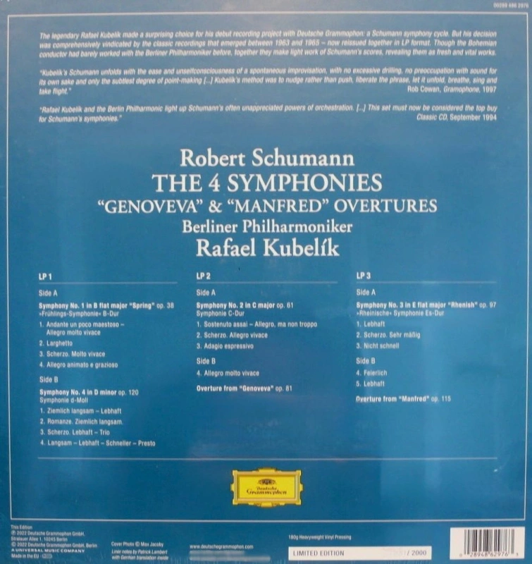 Berliner Philharmoniker, Rafael Kubelik – Schumann: The 4 Symphonies - "Genoveva" & "Manfred" Overtures