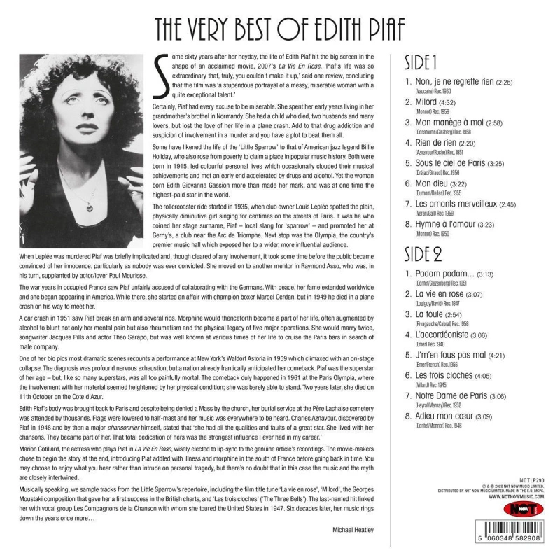 The Very Best Of Edith Piaf (Clear Vinyl)