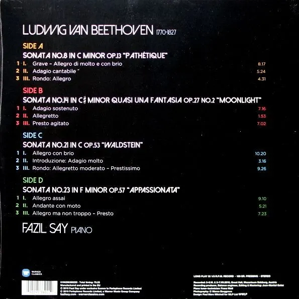 Beethoven Sonatas: Pathetique, Moonlight, Waldstein, Appassionata