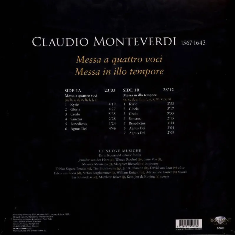 Monteverdi: Messa A Quattro Voci, Messa In Illo Tempore (Bio Vinyl)