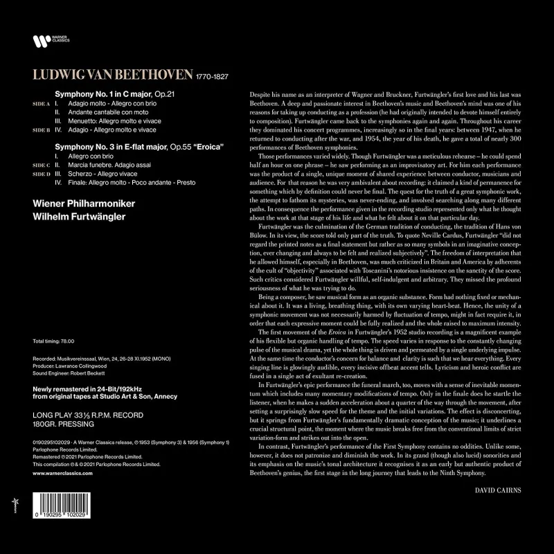Wiener Philharmoniker, Wilhelm Furtwangler – Symphonies Nos.1 & 3