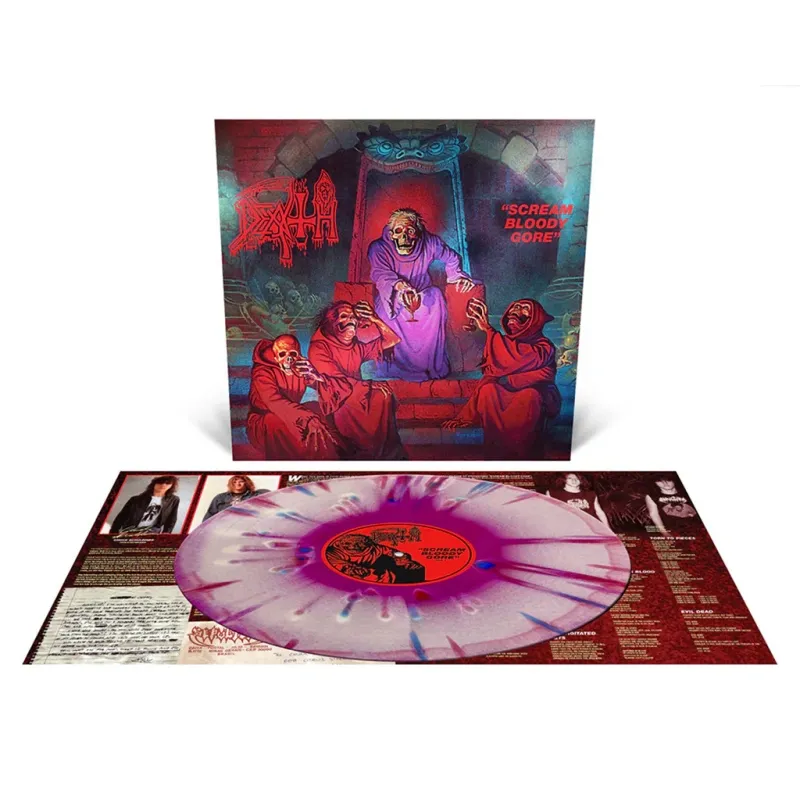 Scream Bloody Gore (Special Deluxe Edition Neon Violet, Bone White & Red Custom Tri-Color Merge With Red, Violet & Cyan Blue Splatter Vinyl)