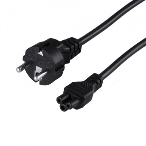 Сетевой Шнур, евровилка-евроразъем С5, кабель 3x0,75 мм 1.8 м (для питания ноутбука) PVC пакет, цвет: Черный / Электроника и электротовары