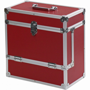 Retro Musique Aluminium LP Vinyl Storage Case Red