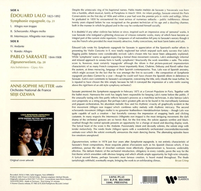 Anne-Sophie Mutter, Seiji Ozawa, Orchestre National de France – Lalo: Symphonie Espagnole / Sarasate: Zigeunerweisen