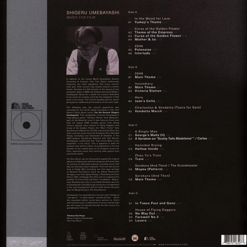 Shigeru Umebayashi, Brussels Philharmonic, Dirk Brosse – Music For Film (White Vinyl)