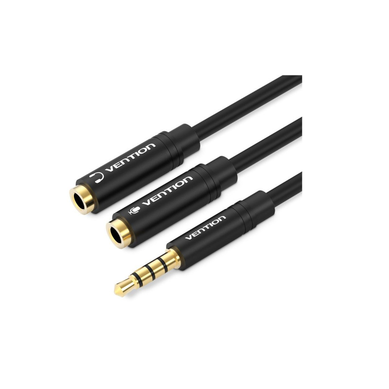 Vention Jack 3.5mm M 4 pin/Jack 3.5mm Fx2 - 0.3м