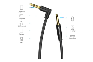 Vention Jack 3,5 mm M/Jack 3,5 mm M, угол 90 - 1,5м, черный BAKBG-T