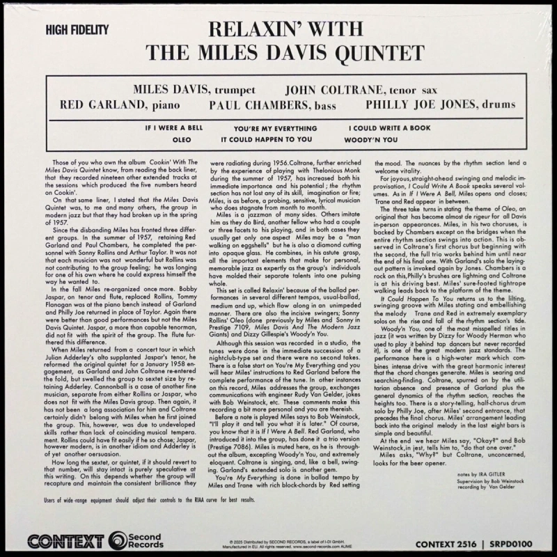 Relaxin With The Miles Davis Quintet (Mono)