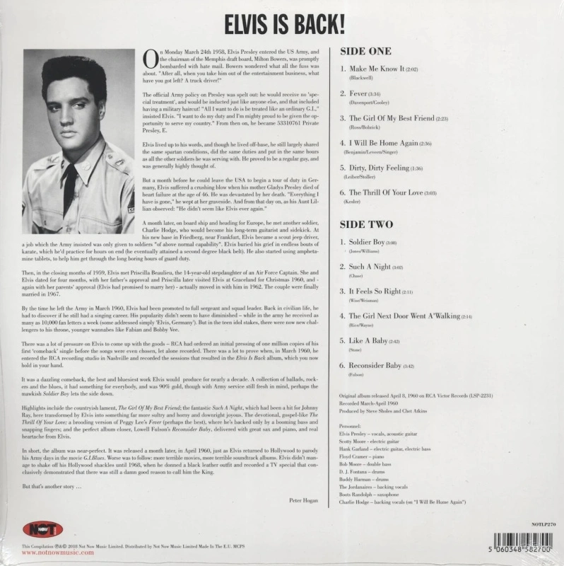 Elvis Is Back! (Alternative Cover Green Vinyl)