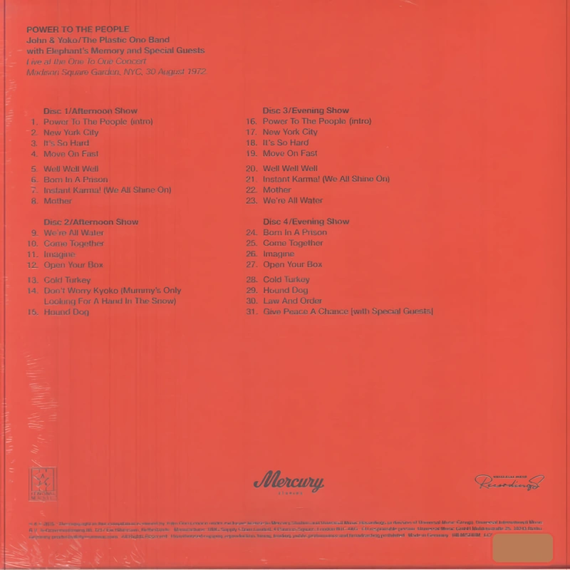 Power To The People (Live At The One To One Concert, New York City, 1972) (Box-set)