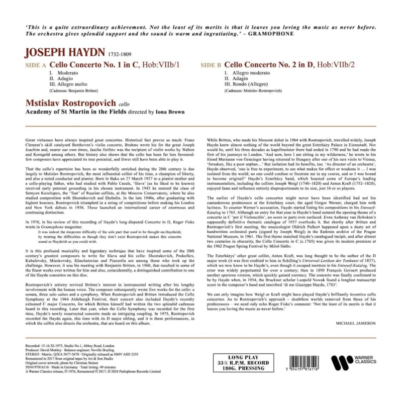 Academy Of St. Martin-in-the-Fields, Iona Brown – Haydn: Cello Concertos In D & C
