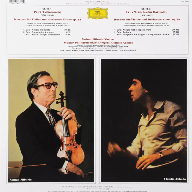 P. I. Tchaikovsky, Nathan Milstein, Claudio Abbado, Wiener Philharmoniker – Violinkonzerte - Violin Concertos