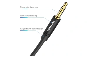 Vention Jack 3,5 mm M/Jack 3,5 mm M, угол 90 - 1,5м, черный BAKBG-T