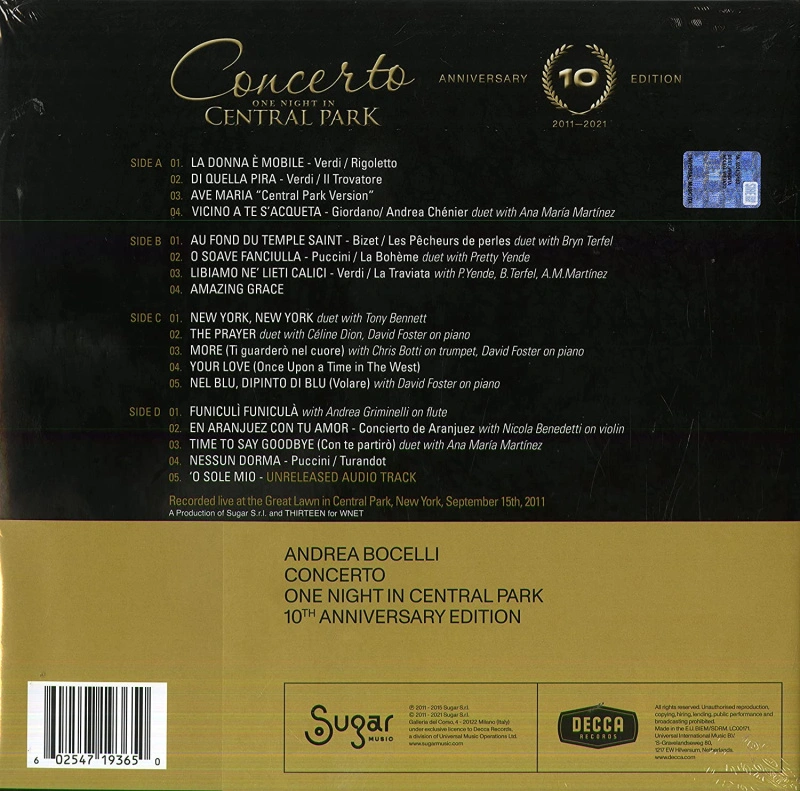 Concerto: One Night In Central Park (10th Anniversary Gold Vinyl)