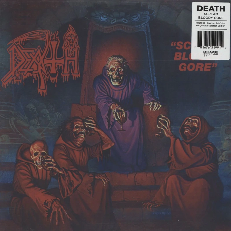 Scream Bloody Gore (Special Deluxe Edition Neon Violet, Bone White & Red Custom Tri-Color Merge With Red, Violet & Cyan Blue Splatter Vinyl)