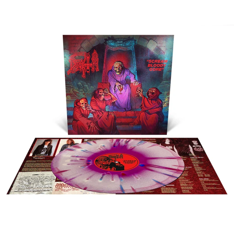 Scream Bloody Gore (Special Deluxe Edition Neon Violet, Bone White & Red Custom Tri-Color Merge With Red, Violet & Cyan Blue Splatter Vinyl)