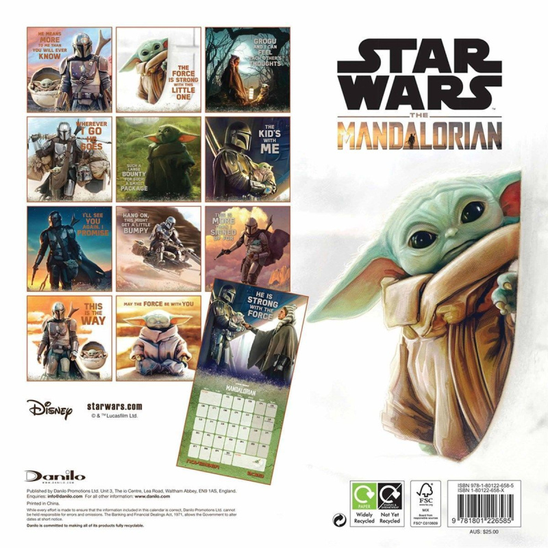 Star Wars, The Mandalorian, Grogu Official Calendar 2023